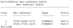 show mac-address-table