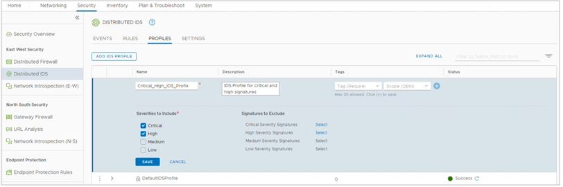 NSX-T 3.0 IDS profile creation
